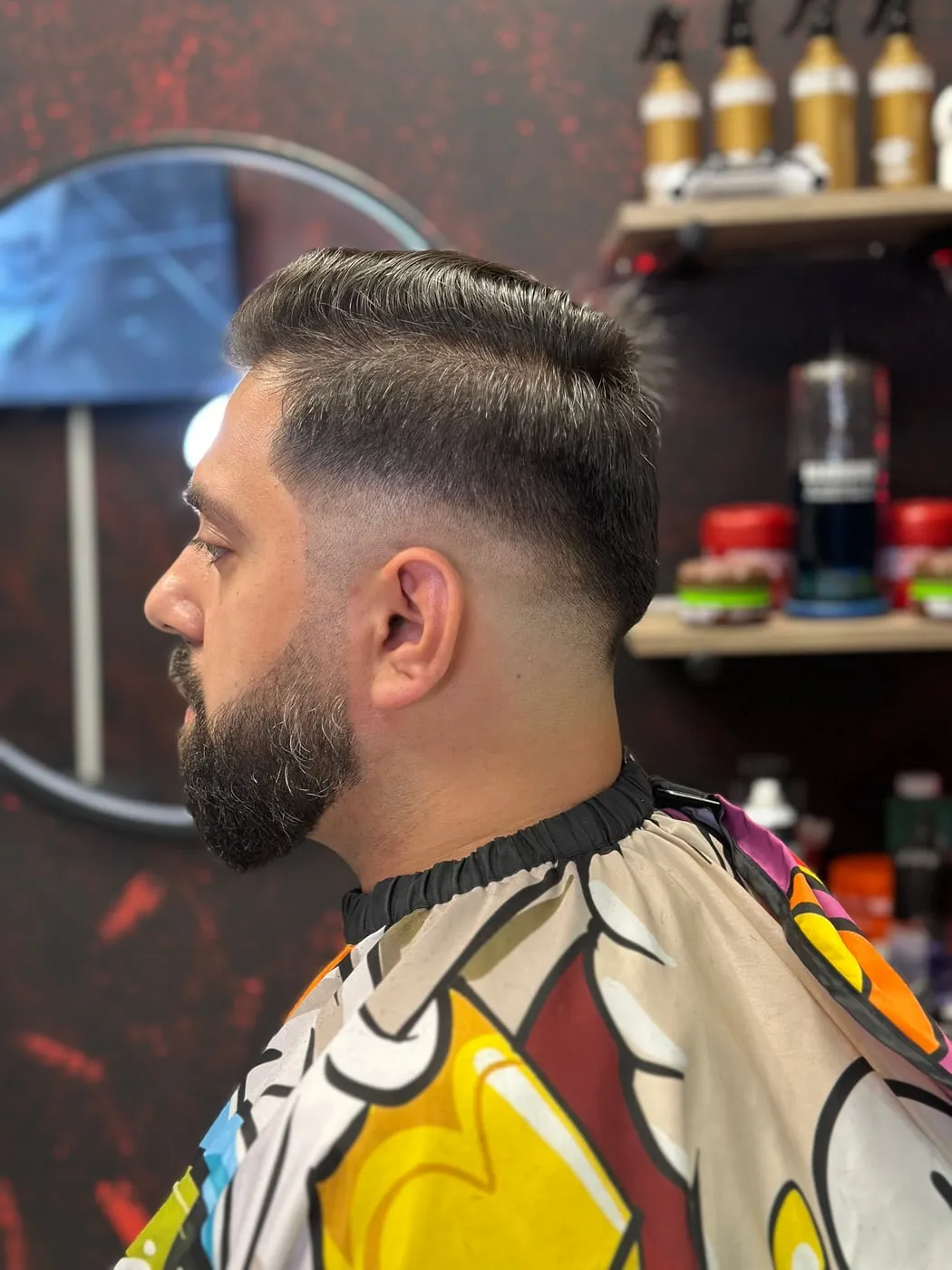 Side-Swept Fade & Full Beard, cut at Markcutit